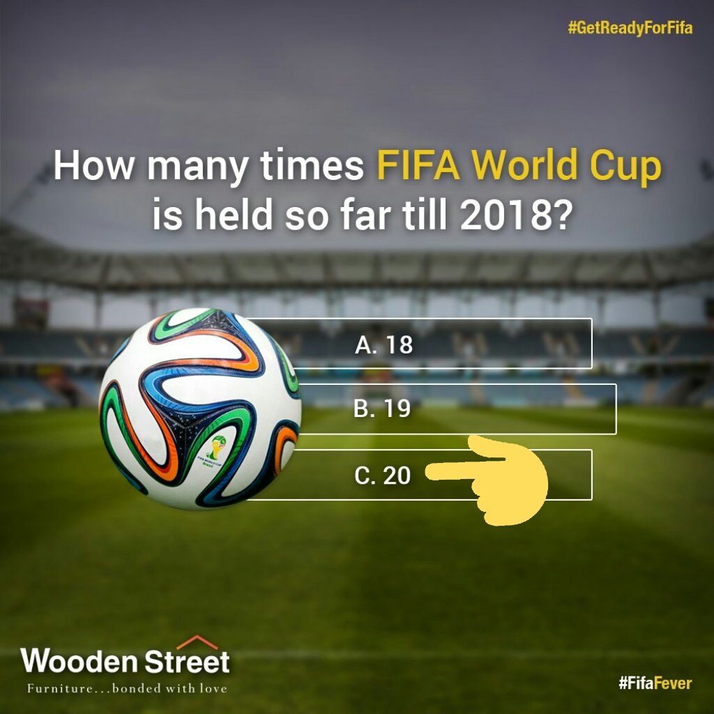 Vrushti_11's tweet image. Ans. C. 20

#ContestAlert #FifaFever #GetReadyForFifa #FifaWorldCup #WoodenStreetFurniture