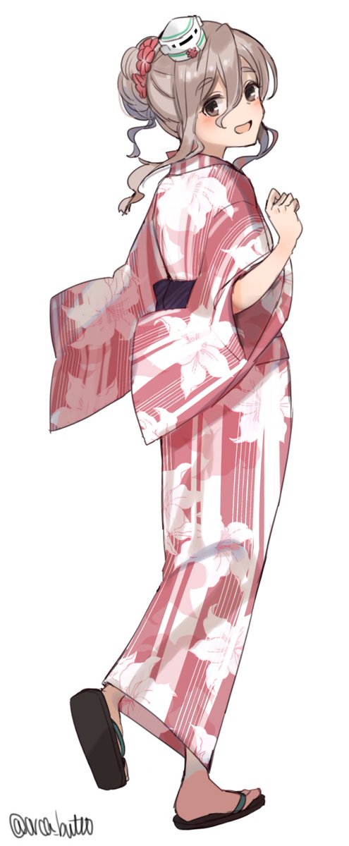 pola (kancolle) 1girl japanese clothes solo kimono white background full body simple background  illustration images