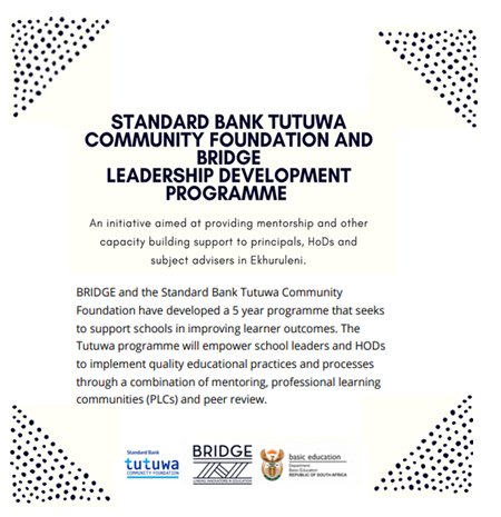 BridgeProjectSA's tweet photo. We are very excited to be launching the Standard Bank Tutuwa Community Foundation and BRIDGE Leadership Development Programme! https://t.co/esVG6O6Awx