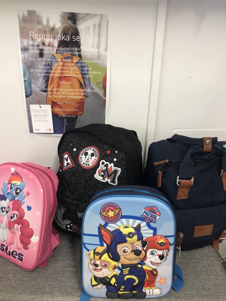 #reppukeräys auttaa syksyllä koulunsa aloittavien vähävaraisten perheiden lapsia.
Osallistu sinäkin #OPHelsinki konttoreissa tuomalla heinäkuun aikana käyttämätön reppu tai penaali, niin toimitamme lahjoituksesi avun saajalle.
#Hyväkiertämään #Reppujokaselkään