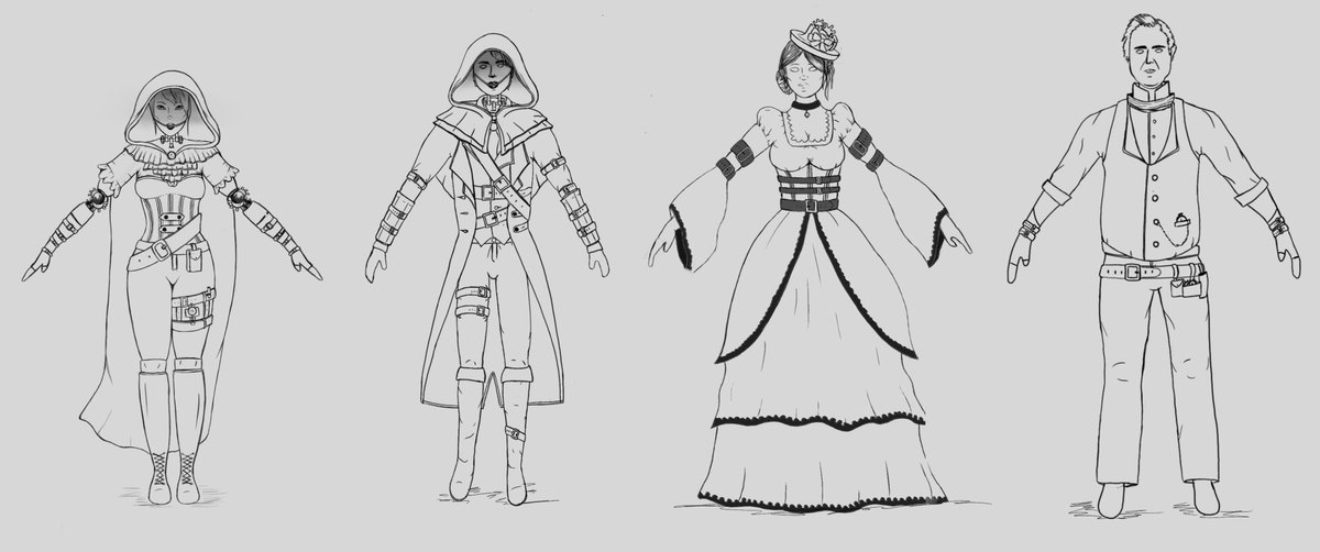 NebulaGames_'s tweet image. We thought we would show off some early-stage character concepts for #TheClockworkRogues These pieces were drawn by one of our awesome concept artists @chloehx21 she’s an amazing artist and we are hugely thankful for the initial character concepts! #gamedev #indiedev #conceptart