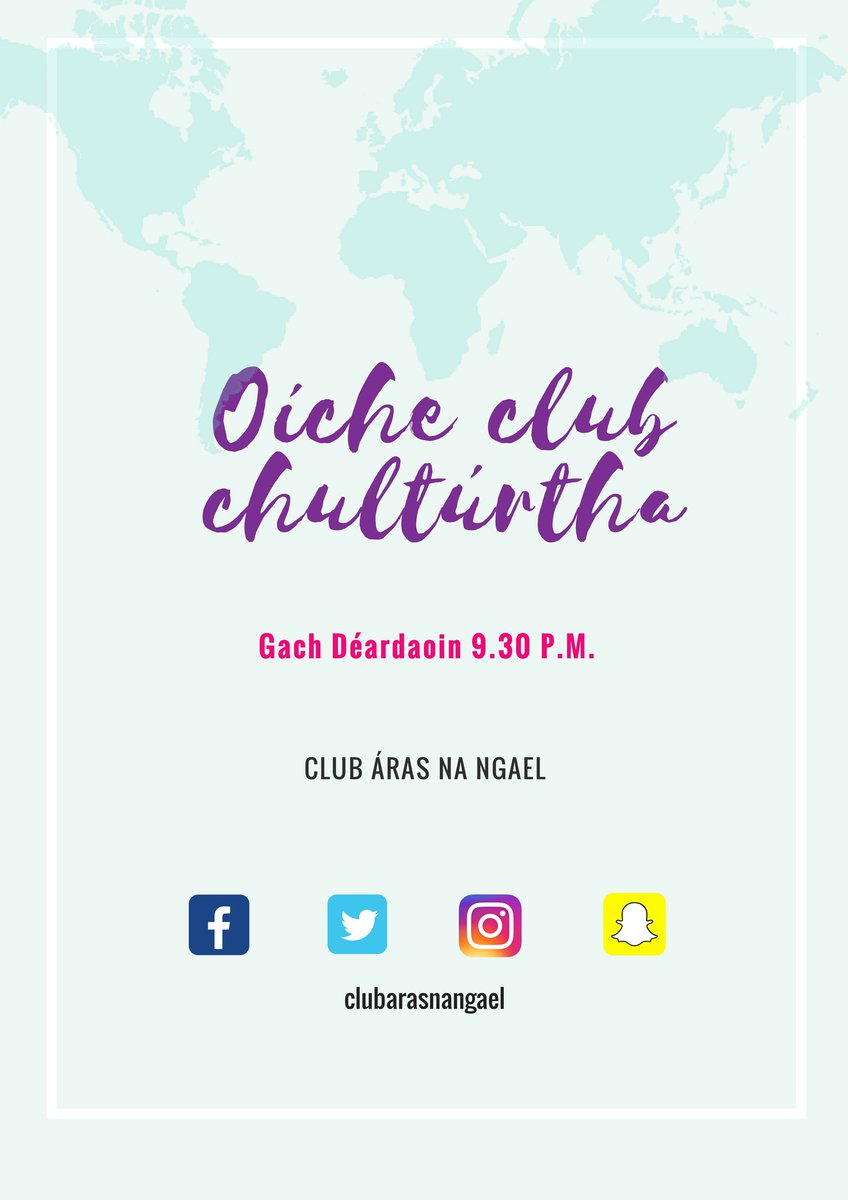 Beidh ceol ar fáil ó thíortha éagsúla gach Déardaoin. Buail isteach chuig Club Áras na nGael agus bain taitneamh as ceol nua i gcomhluadar do chairde💃