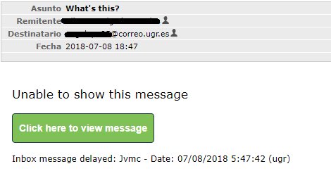 CanalUGR's tweet photo. #IMPORTANTE ¿Has recibido un correo como este? ¡NO LO ABRAS! Cuando lo haces, te envía a otra web donde te solicita tu contraseña. Esta web no pertenece a la UGR y es un intento de robar tu clave y reenviar el mensaje a todos tus contactos. https://t.co/er6L46Cpms