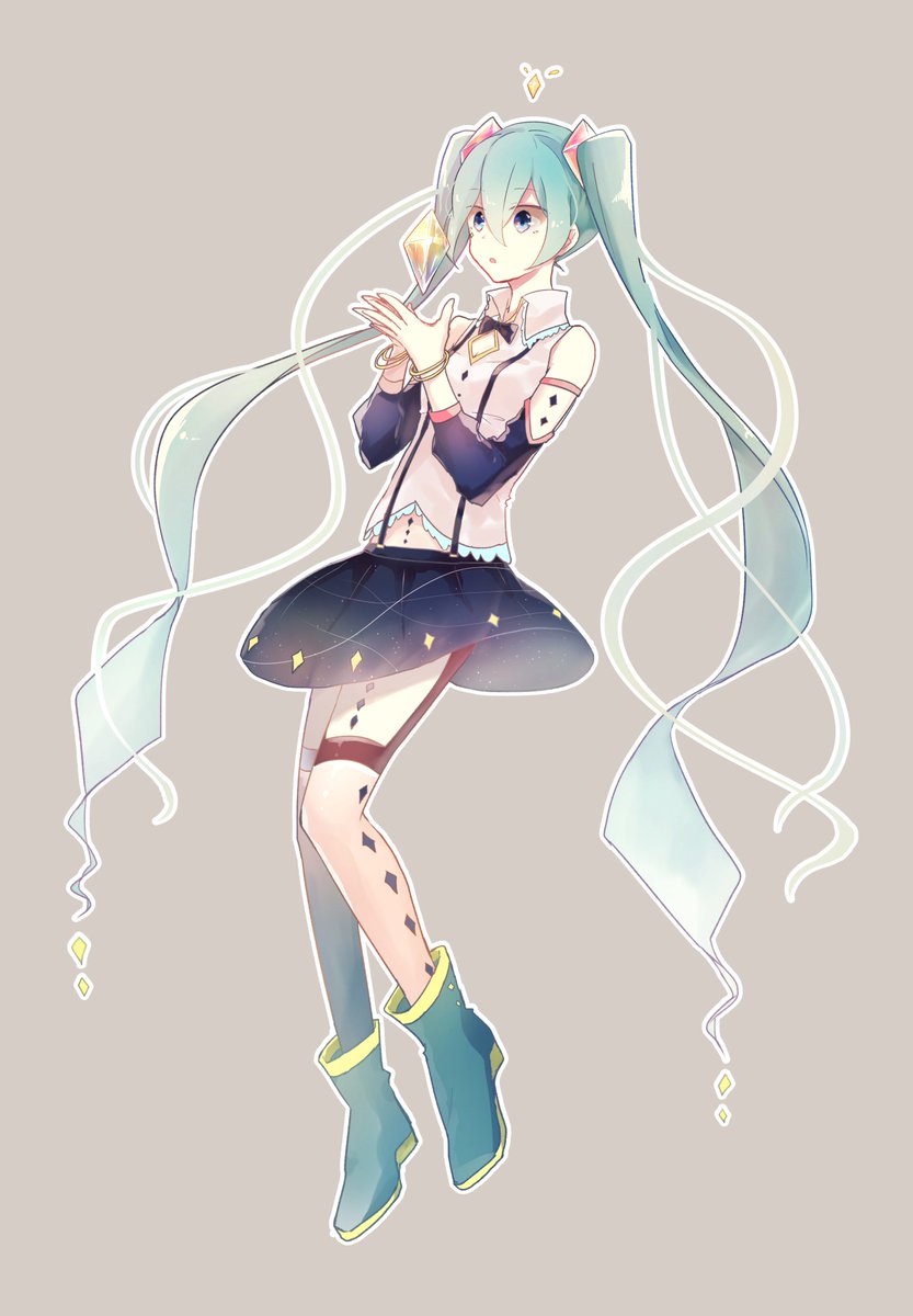 初音ミク 「二年前ぐらいに描いた創作のダイヤミクちゃんを久々に描いたった～ 」|ゆたんぽ@多忙のイラスト