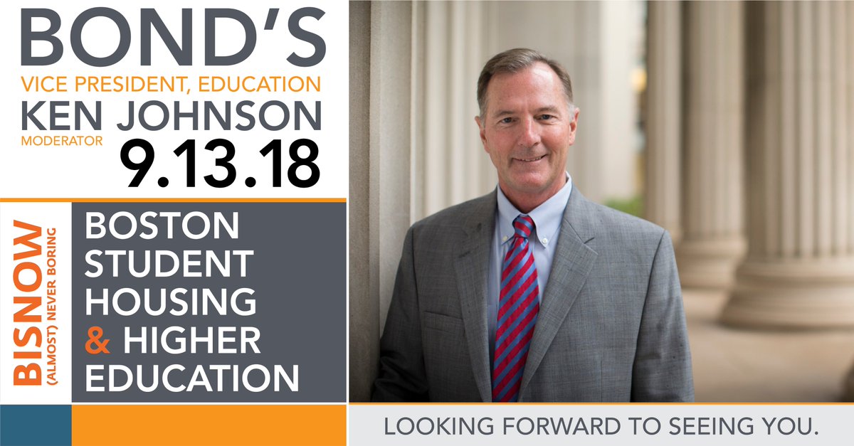 BOND Building Construction (@bondbuild) on Twitter photo Excited for <a href="/BisnowBoston/">Bisnow Boston</a>! Ken Johnson moderates the Boston Student Housing & Higher Education Event. Get your tickets early! bit.ly/2lyqyJN Excited for <a href="/BisnowBoston/">Bisnow Boston</a>! Ken Johnson moderates the Boston Student Housing & Higher Education Event. Get your tickets early! bit.ly/2lyqyJN