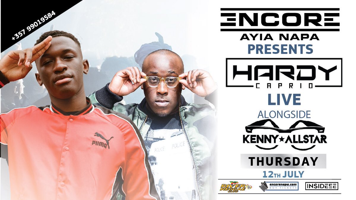 This Thursday 12/07 
The biggest event in town! <a href="/HardyCaprio/">Hardy Caprio</a> <a href="/KennyAllstar/">Kenny Allstar</a>  #live #ayianapa tickets just €25 encorenapa.com/event-details/…