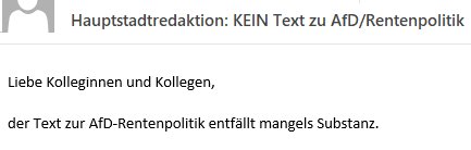 fr's tweet photo. Aus dem Redaktionsalltag: #AfD entfällt mangels Substanz 🤔 https://t.co/JBVh1iQVd4