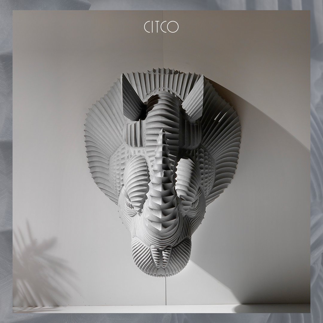 This glorious #rhino head is an incredible example of the most advanced digital #design techniques. Designed with parametric software and exclusively made using numerical control machinery, this piece boasts a very detailed design.