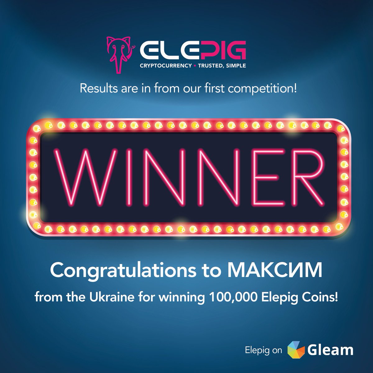 MASSIVE Congratulations to our first competition winner, we had over 4 MILLION entries worldwide! #elepig, #elepigexhange #icosale #CoinDrop 
Save 30%, coin sale now on: elepig.com

Next big coin giveaway has started, ICO Round 1 has begun
gleam.io/competitions/n…