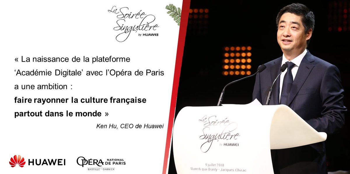 HuaweiFr's tweet photo. "Nous sommes profondément attachés à la France, où nous avons pu connecter des millions de Français et d'entreprises depuis 16 ans" - Ken Hu, CEO de Huawei #HuaweiNight18 https://t.co/ZwdIlmcTG7
