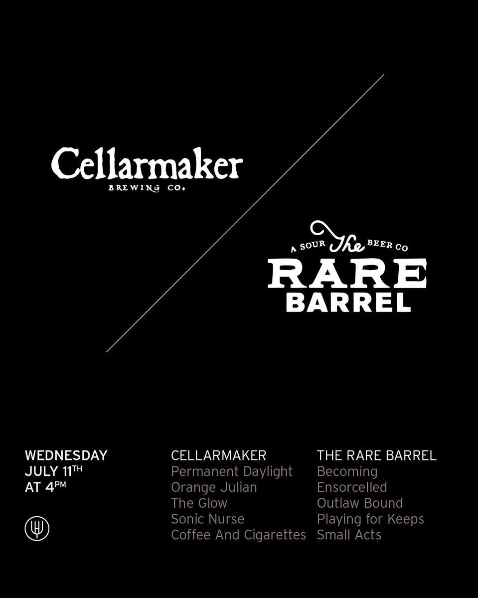 haymakerbar's tweet photo. Wednesday’s the day! Come help us give a warm welcome to our new friends at @CellarmakerBeer and @therarebarrel.  We will also have cans of Cellarmaker’s Turok Juice (on premise only).  Plenty of time before @radiohead at @TheGarden if you’re heading that way. #calisfinest https://t.co/1urnUP0MRk