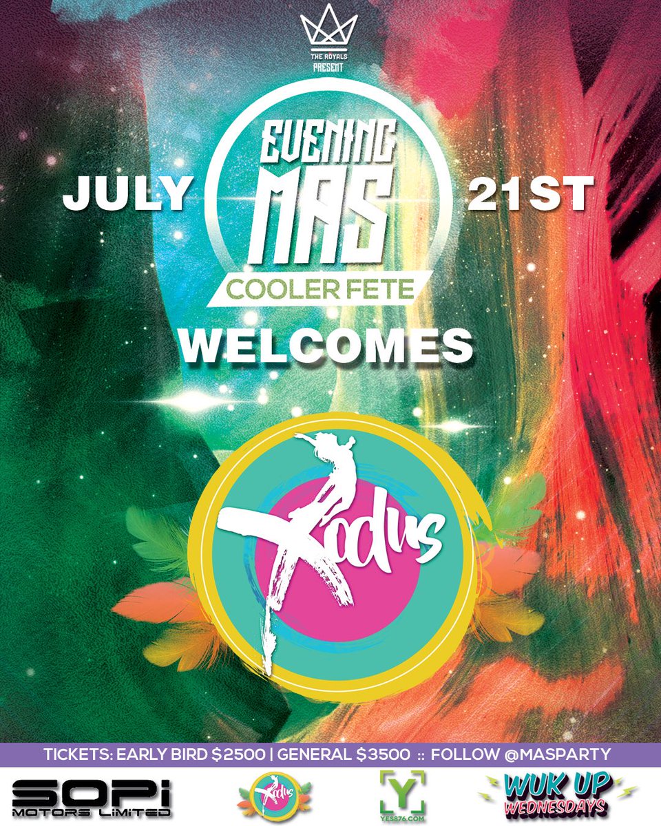 xoduscarnival's tweet photo. Xodus Family - we’re on board with @maspartyja Evening Mas cooler fete on July 21st! Get your tickets from us at discounted rates! DM us for more information! #xoduscarnival #EveningMas #MasCoolerFetes https://t.co/OAIXmo3iXu