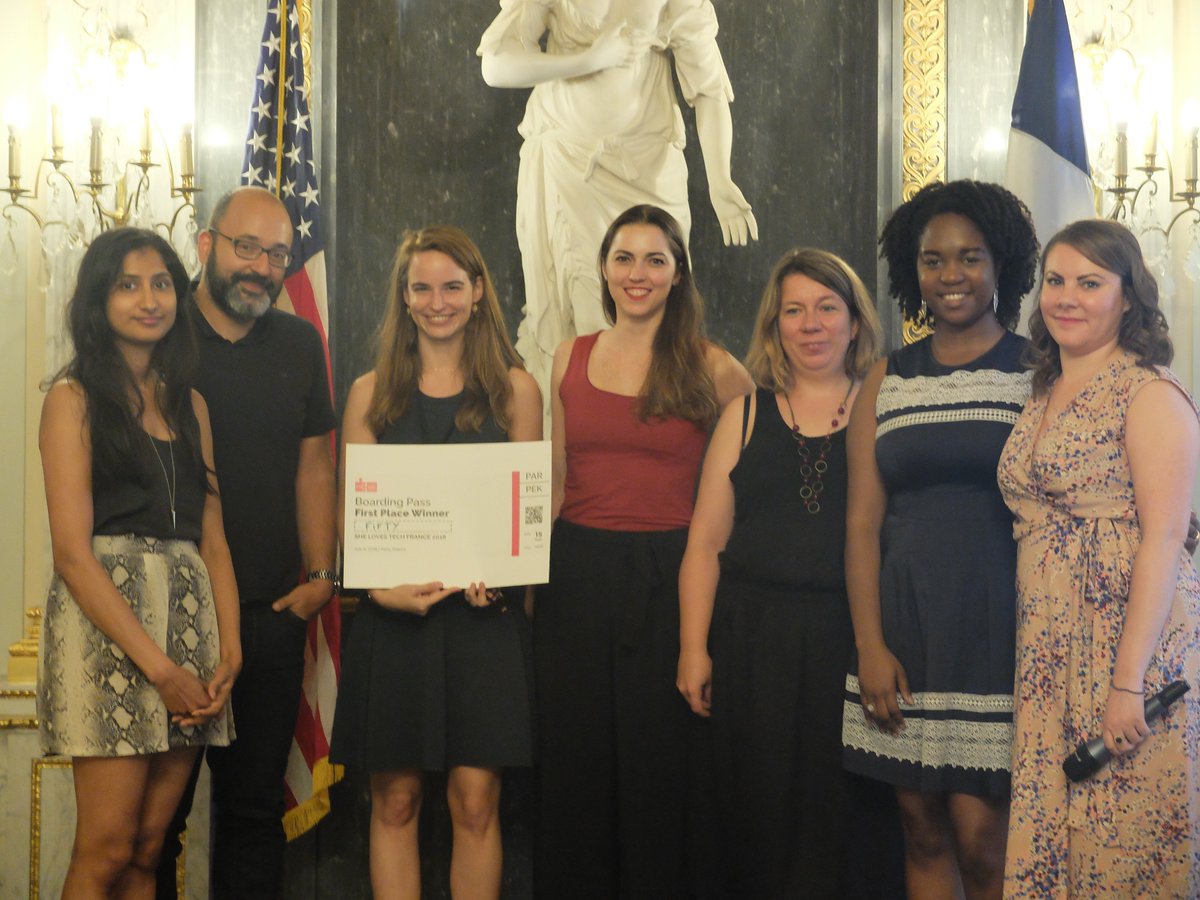 Toute l'équipe @LeanInFrance et @SheLovesTechOrg félicitent la startup Fifty représentée par Alexia Cordier d'avoir gagné la 1ère édition française de She Loves Tech France🏆 Alexia représentera les couleurs de la France lors de la finale à Pékin !!