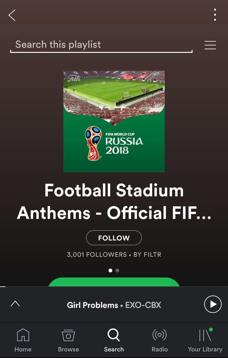 EXO Power is included in both Spotify playlist for World cup Official Playlist n Football stadium anthem. EXO Power is the only K-pop group to be on both playlist. Spread the word n stream EXO Power 💪💪

#EXO #EXOPLANET <a href="/weareoneEXO/">EXO</a>