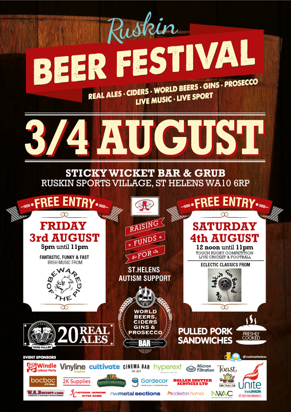 Beer &amp; Bands 3 &amp; 4 August <a href="/BewareofthePig/">Beware of the Pig</a> <a href="/bathtubband/">The Bathtub Gin Band</a> #StHelensHour