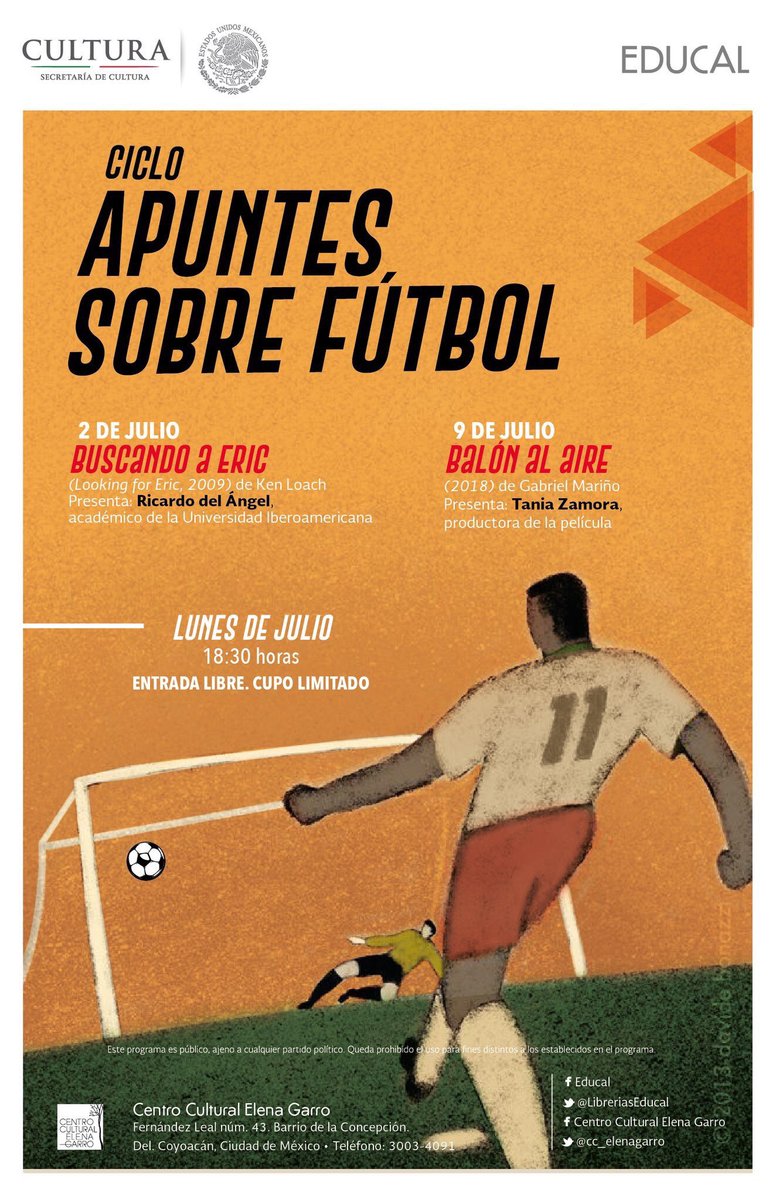 cc_elenagarro's tweet photo. Seguimos con el #Ciclodecine #hoy a las 18:30 hrs. “Balón al aire”, que trata de los testimonios de quienes fueran jugadores mundialistas, y la voz de personajes sobresalientes de la cultura contemporánea en México. Tania Zamora, productora del documental, nos acompaña 👌🏼 https://t.co/gVfiIukFzU
