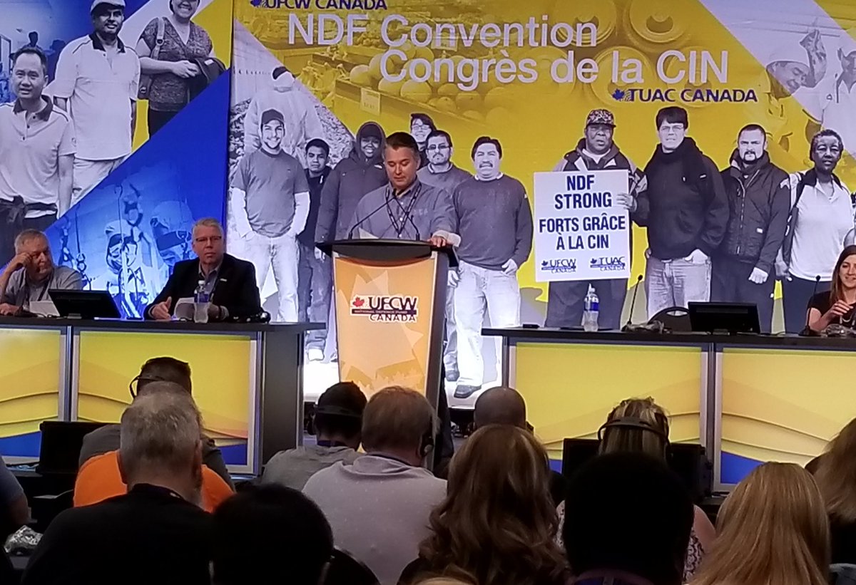 BanaagAlex's tweet photo. Brother @DerekJ_UFCW on the stage welcoming the participants and guest of 2018 @UFCWCanada NDF Convention- Saskatoon #wearetheunion #UFCW #NDFstrong #standunited #yourvoiceatwork #1u https://t.co/UIB7tmXhwm