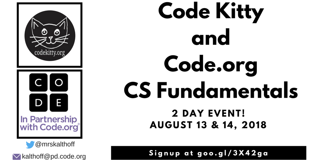 mrskalthoff's tweet photo. Join @MNcode_kitty   and I for 2 days of Computer Science education professional development! Learn more at https://t.co/G5sWocZLvo #mncodes #teachmn Day 1- learn about @codeorg  CS Fundamentals Day 2 - build a robot to bring home with you! #kidscancode #csk8 #csforall https://t.co/zJYYN7cYrU