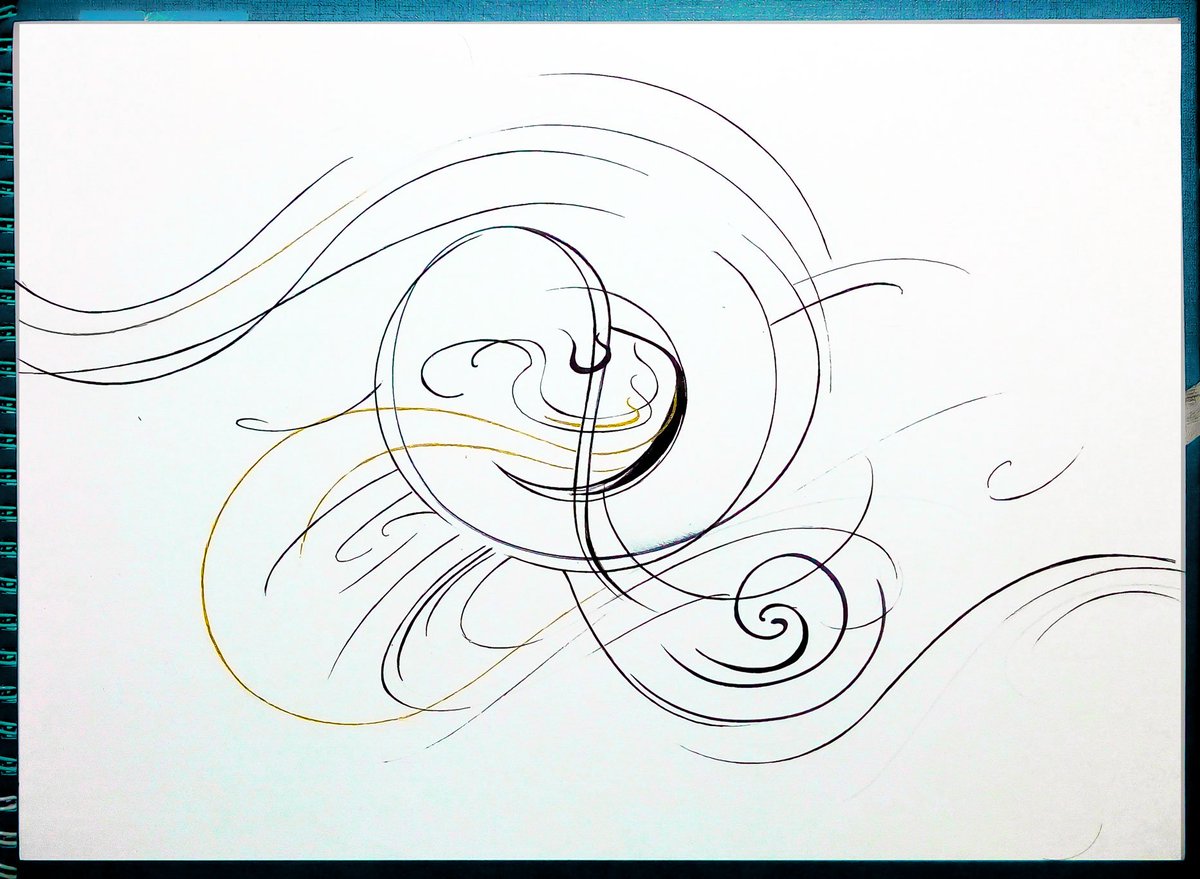 Itanhunt's tweet image. 超弦理論について考える時に、これが見えてくる。
（まだ未完成）
ペンと筆ペンで描いてる。

What about The Superstring Theory?
Elegant Universe #superstringtheory