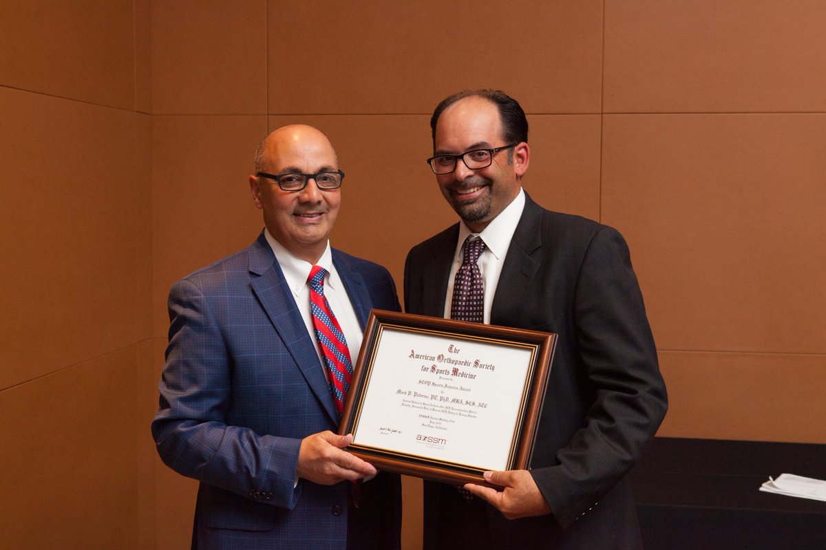AOSSM_STOP's tweet photo. Congratulations to Mark V. Paterno PT, PhD, MBA, SCS, ATC, who received the 2018 STOP Sports Injuries award at #AOSSM2018 last week! Read more about his research on ACL reinjury in young athletes: https://t.co/YVfYywmsNa #SportsSafety https://t.co/VCHnt7vdw9