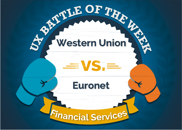 JonBywaterUX's tweet photo. .@WesternUnion vs. @EuronetATMsUKI 🥊

It's the battle of the money transfer services! 💥 Whose website #UX will you put your money on? 💸 

See who won 🏆 by downloading this UX Benchmark Report.

https://t.co/K9nS9mlFne https://t.co/f7KYwAczX3