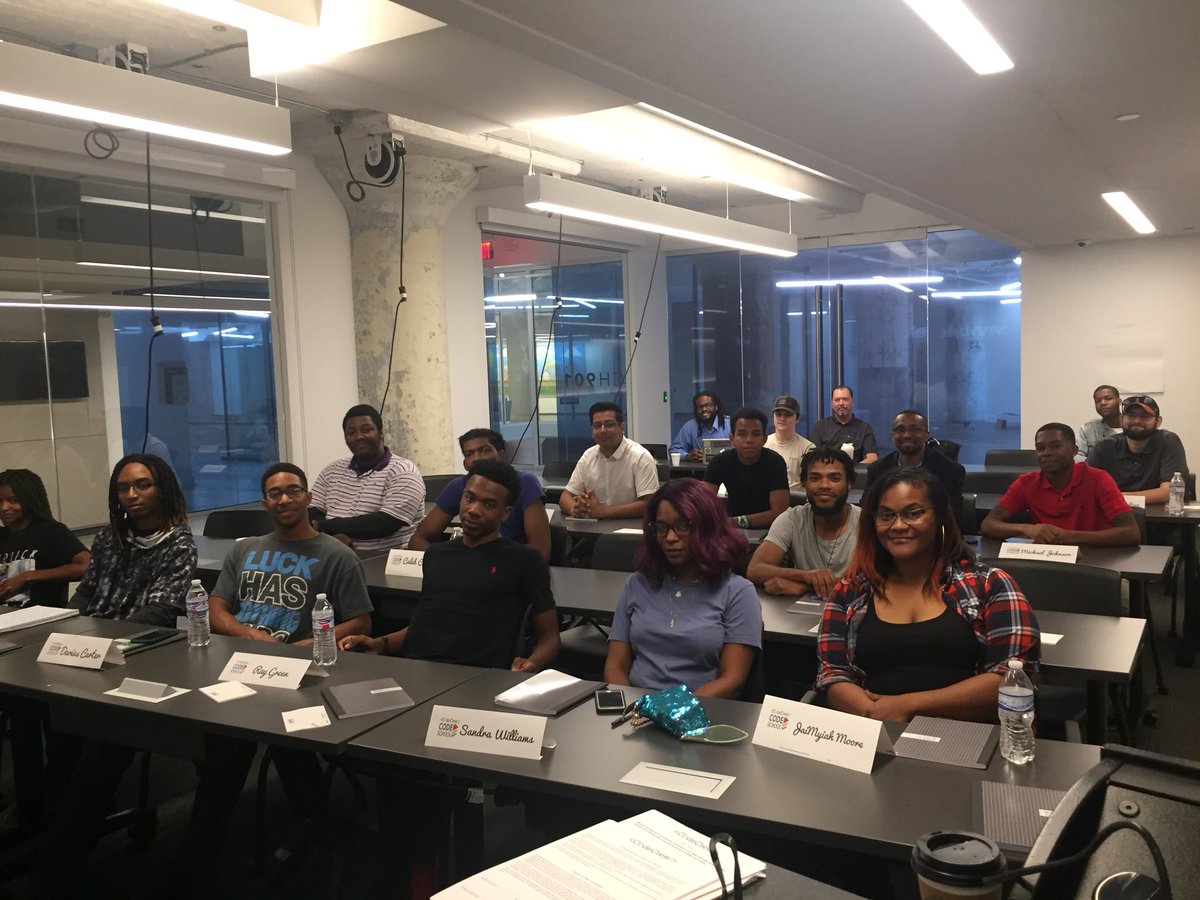 Mekaeg's tweet image. Memphis was the largest city in the US with no bootcamp-style code school....until today. These young adults kicked off the new @_CodeCrew CodeCrew Code School, &amp;amp; in less than 6 months, they will all be professional software engineers. Are y’all ready? #CodeSchool #GritGrindCode