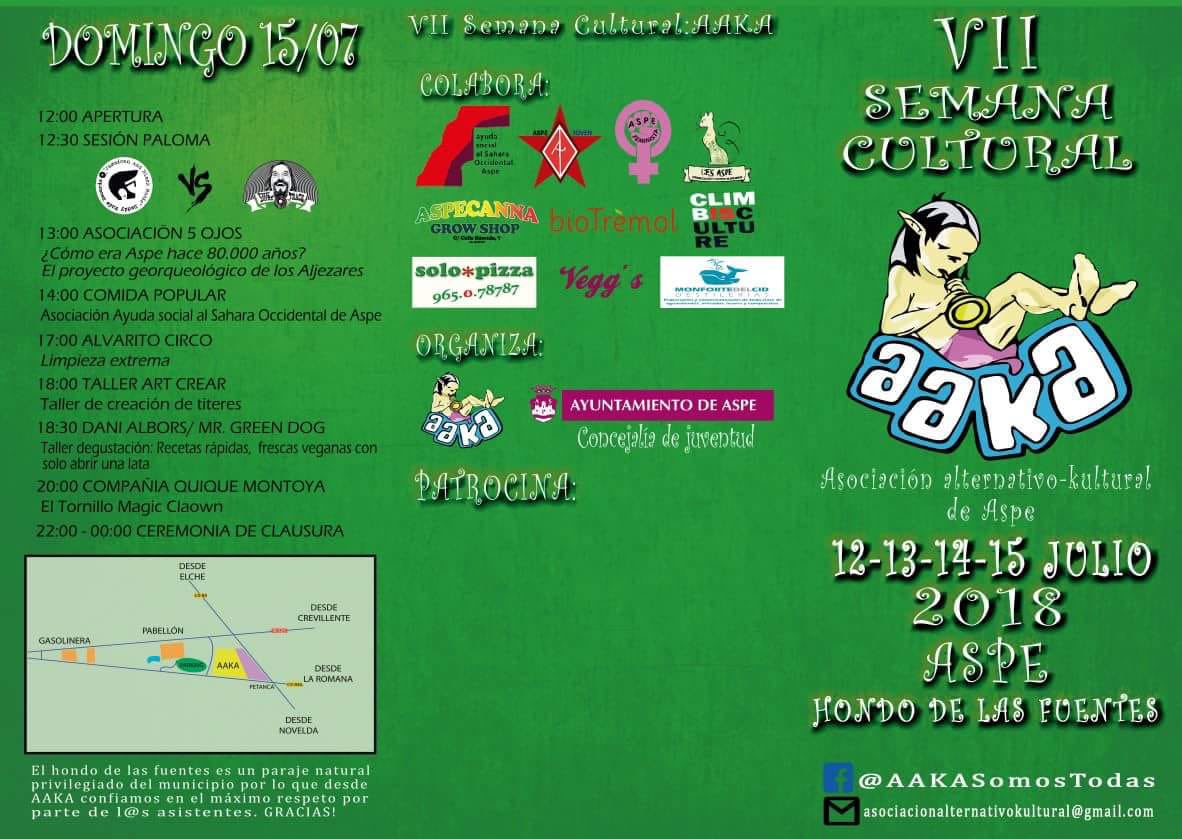 AAKA
Esta semana en #Aspe la cultura se abre paso!!
Jueves a las 20h no te pierdas nuestra mesa redonda #GatosDeAspe y viernes y sábado estaremos en la zona de stand con un punto de info y con cositas para comprar en beneficio de los #gatos 😺