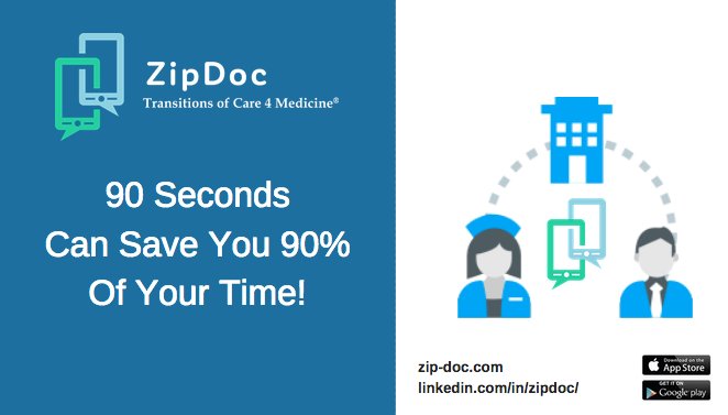 ZipDocIt's tweet image. Reduce readmission rates with ZipDoc! 
Improve transitions of care with better communication.  

Subscribe to YouTube bit.ly/2Fs9zFp    

#healthcare #healthIT #ZipDoc #hospital #readmissions #carecoordination #postacute #longtermcare #nurse #physician #casemanager
