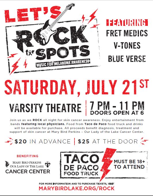 lsofoundation's tweet photo. Rock for Spots - Music for Skin Cancer Awareness Event - Saturday, July 21 - https://t.co/cTrZ1SDD6d https://t.co/w4VrxRSvQp