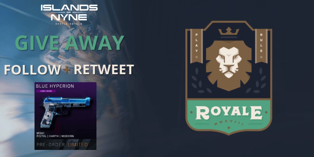 TeamRoyale_gg's tweet photo. It's #giveaway time! We're giving away an @IslandsOfNyne weapon skin!
 
Make sure to "Follow" &amp; "Retweet" to get your hands on this beauty! Winner will be announced on sunday the 15th. #play #rule #royale https://t.co/JcnAudhc9e