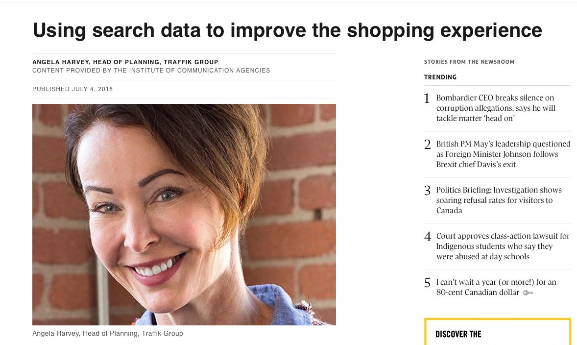 planningnotepad's tweet image. Boom! My boss is in the @globeandmail. Check out @lulu_ampersand's article on how @traffikCA used search data to sell more toys for Walmart here: theglobeandmail.com/business/adv/a… #marketing