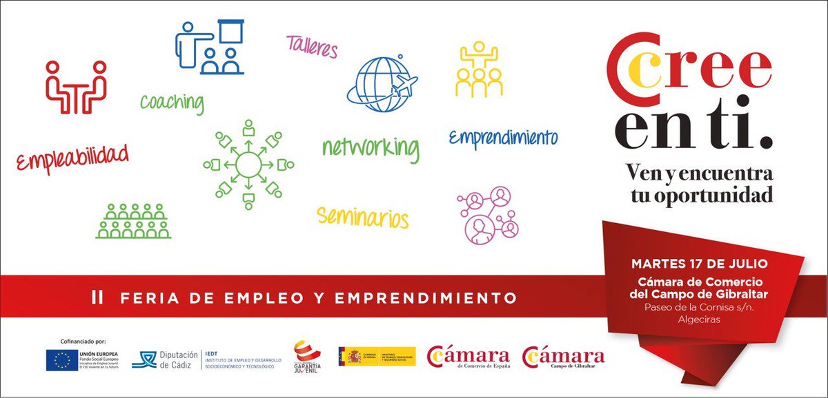 emmanuelguerray's tweet photo. ¿Te la vas a perder?

II Feria de #Empleo y #Empredimiento en el #CampoDeGibraltar el 17/07 

Organiza: @camaracg

Más info en: https://t.co/C49Ig55Gca

#Algeciras #LaLinea #LosBarrios #Tarida #SanRoque #Jimena #Castellar https://t.co/wTJqslU7fd