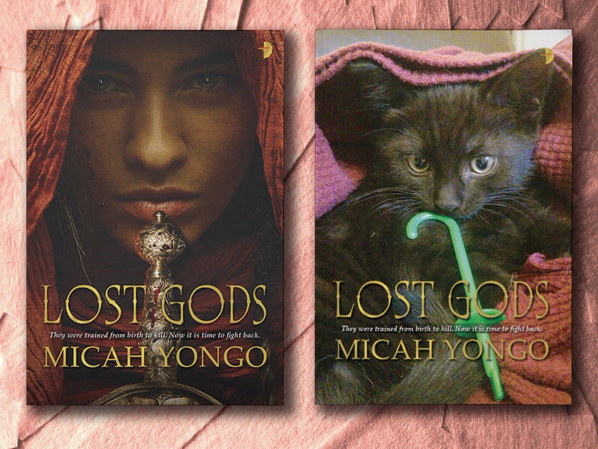 angryrobotbooks's tweet photo. Just buying one book on a Monday would be crazy - get LOST GODS by @micahyongo (the kitten cover is *very* limited edition) and use the rest of the week to read it - "fresh, fierce and lush with inspiration" (ta @CamJohnston!)  
https://t.co/Tf7yml3tOK https://t.co/ITg8bR9Q11