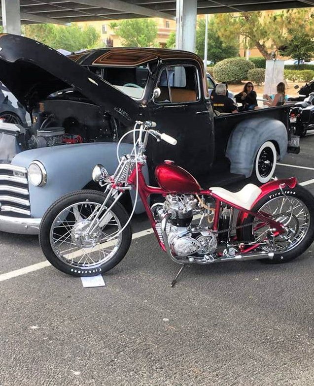 Combos... 53 chevy and Triumph Choppers 📸@keithchurchill #openprimary #choppershit #chevy #goodtimes #combo #buildsomething #thegoodlife #killer