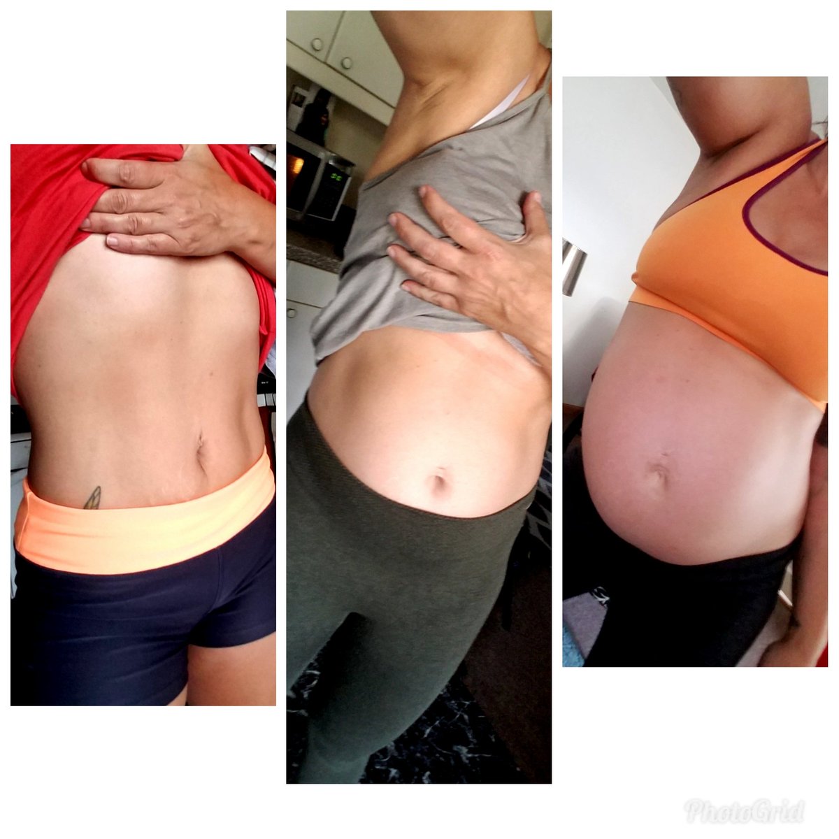 beetsonbikes's tweet photo. Oh baby! Right before I got pregnant, second trimester and third... And I still have a belly button lol #pregnancyprogress #Crossfit #fitpregnancy https://t.co/oAqJ7uvukJ