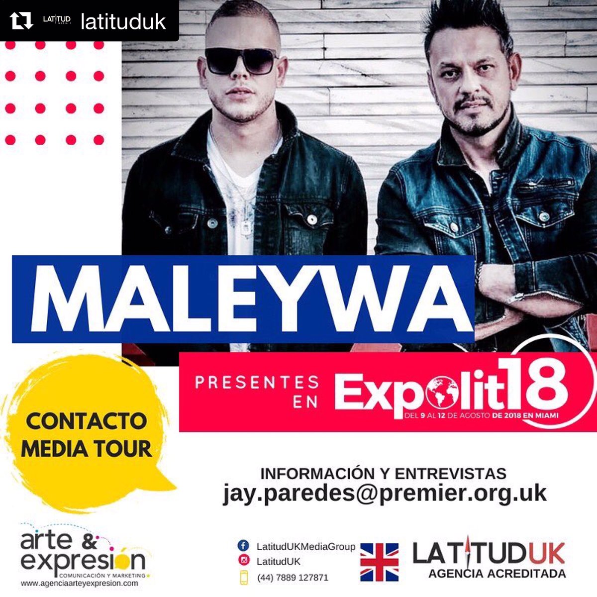 chamomaleywa's tweet photo. Gracias a la gente de Latitud UK Londres por la nota !!! Nos vemos en Miami!!!!! https://t.co/JFGfgUFYwq