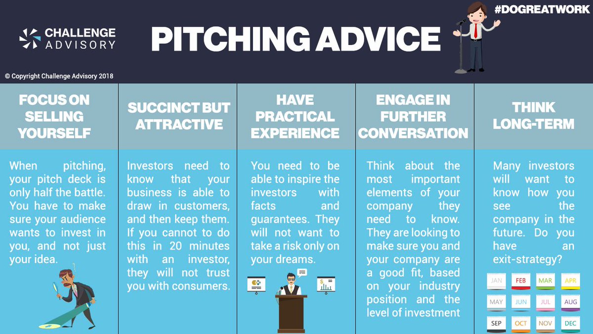 challengenews's tweet photo. When delivering a pitch, your main goal is to make the audience invest in you. If you're somebody who doesn't quite know how to deliver the perfect pitch, then take a look at these tips!
#DoGreatWork #PitchingAdvice #Infographic #BusinessDevelopment https://t.co/Uudbl6PW7G