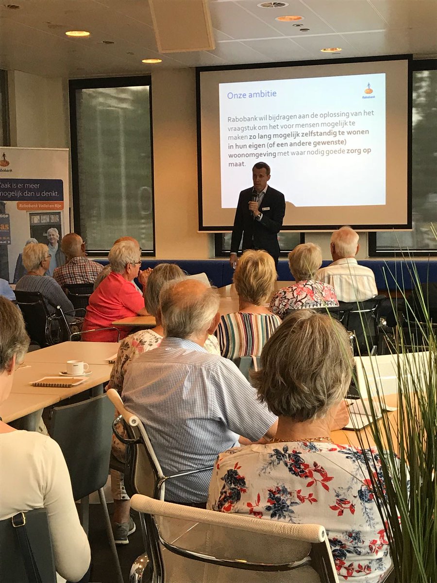 VJFaaij's tweet photo. Vanmiddag succesvolle bijeenkomst @RaboVR  Langer Zelfstandig Wonen. Presentaties Financieel Advies,Samen Bankieren coaches en notaris VPVA. #groingabetterworldtogether https://t.co/BKhWCjs2mQ