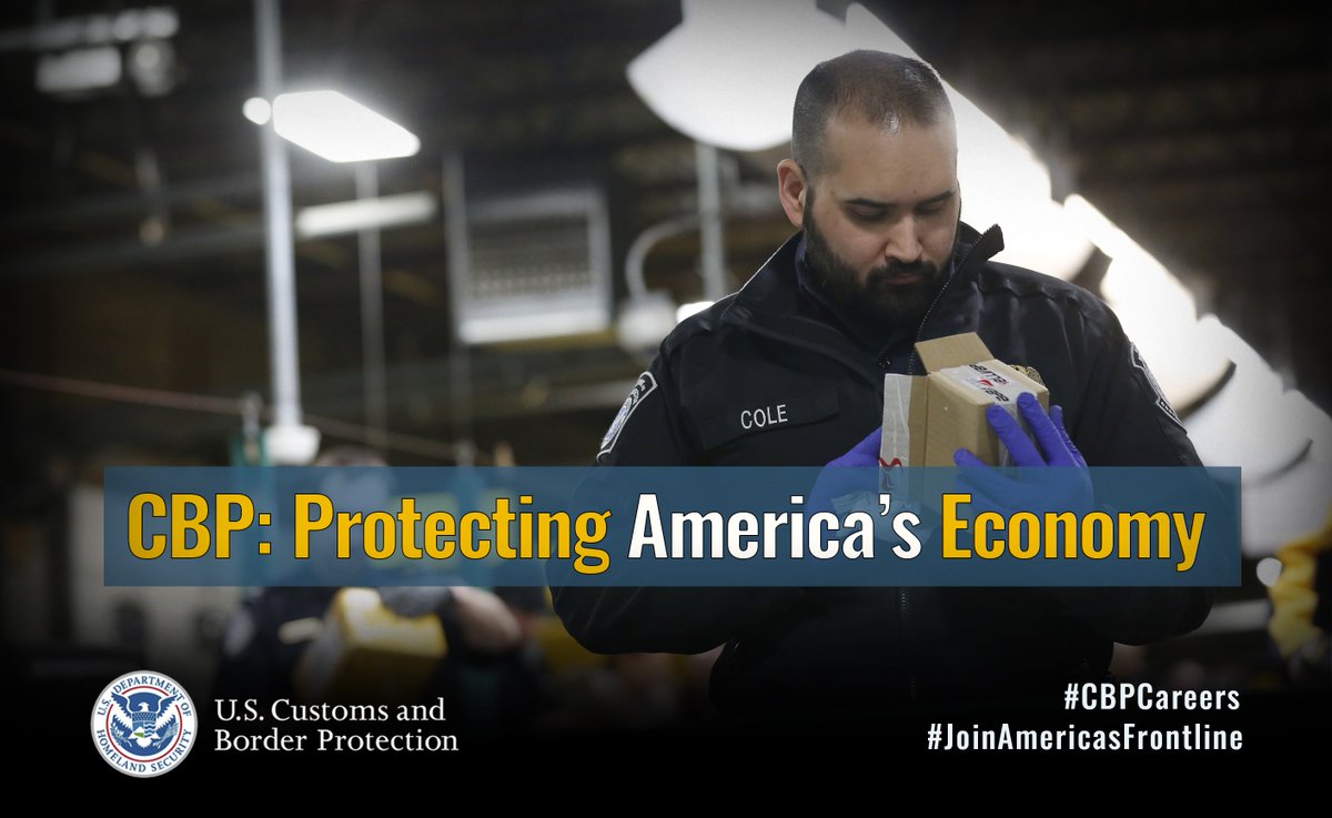 CBPJobs's tweet photo. Did you know? #CBP is responsible for enforcing nearly 500 trade laws, and in 2017, @CBP processed over $2 trillion worth of imports. Learn how you can join CBP &amp; help protect legitimate international trade: https://t.co/vDdUcFDsZm. #JoinAmericasFrontline #CBPCareers #Hiring https://t.co/mOII2sHyvP