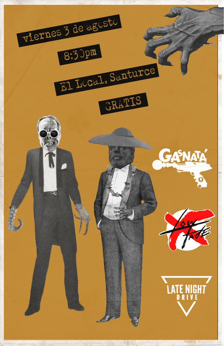 gasnatapunk's tweet photo. Nos vemos el viernes 3 de agosto junto a Low Fade y Late Night Drive en El Local en Santurce. https://t.co/RzPrtpudxo
