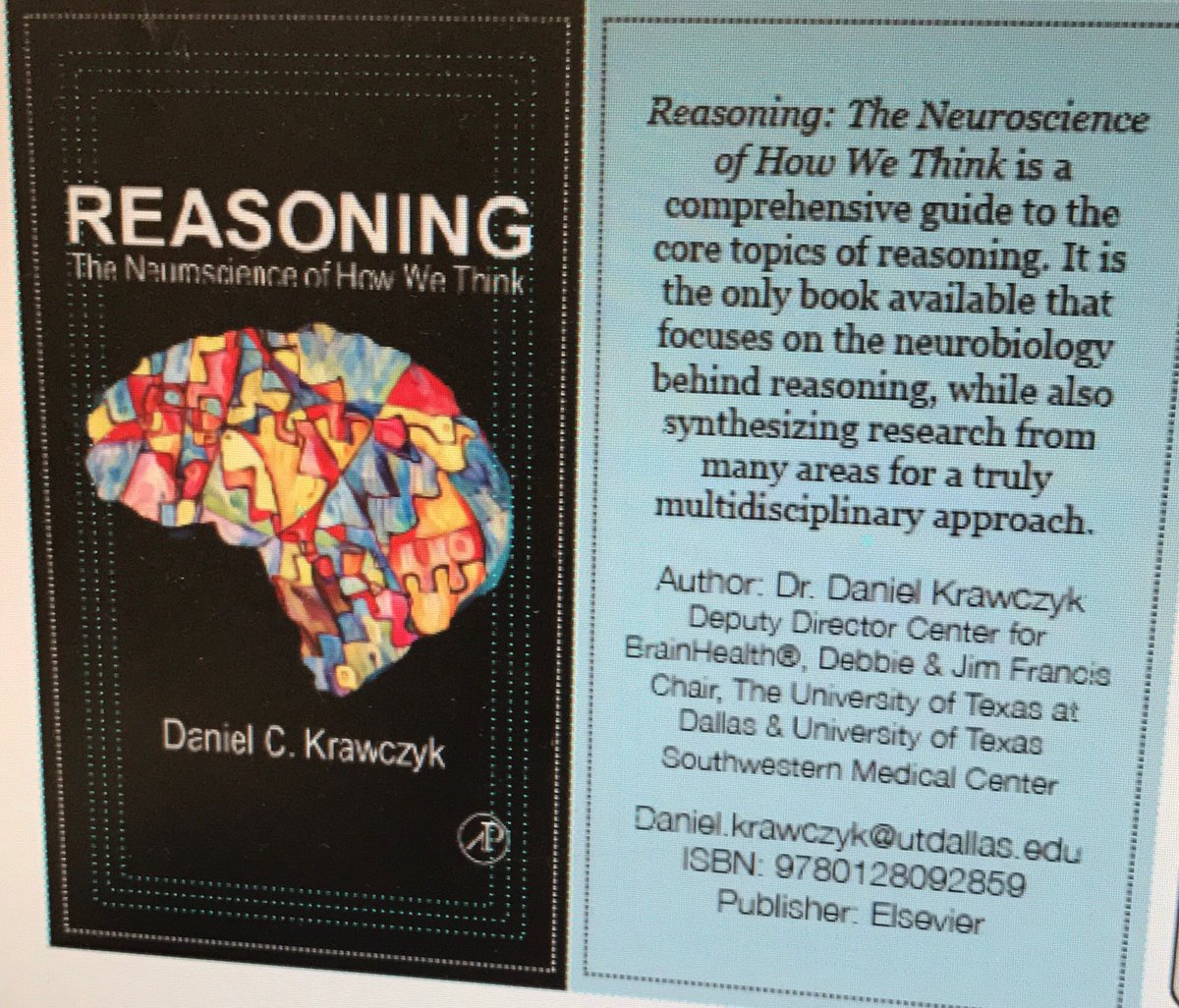 DanKrawczykPhD's tweet photo. #book #Adoption Fall #teaching #reasoning #judgement & #decision making #cognition Adopt “Reasoning: The Neuroscience of How We Think” https://t.co/J9RoLwojTd #Elsevier review:”most organized & understandable #Neuroscience books I have read” #teachingclasses #inform #textbooks https://t.co/4uGIRlVDxN