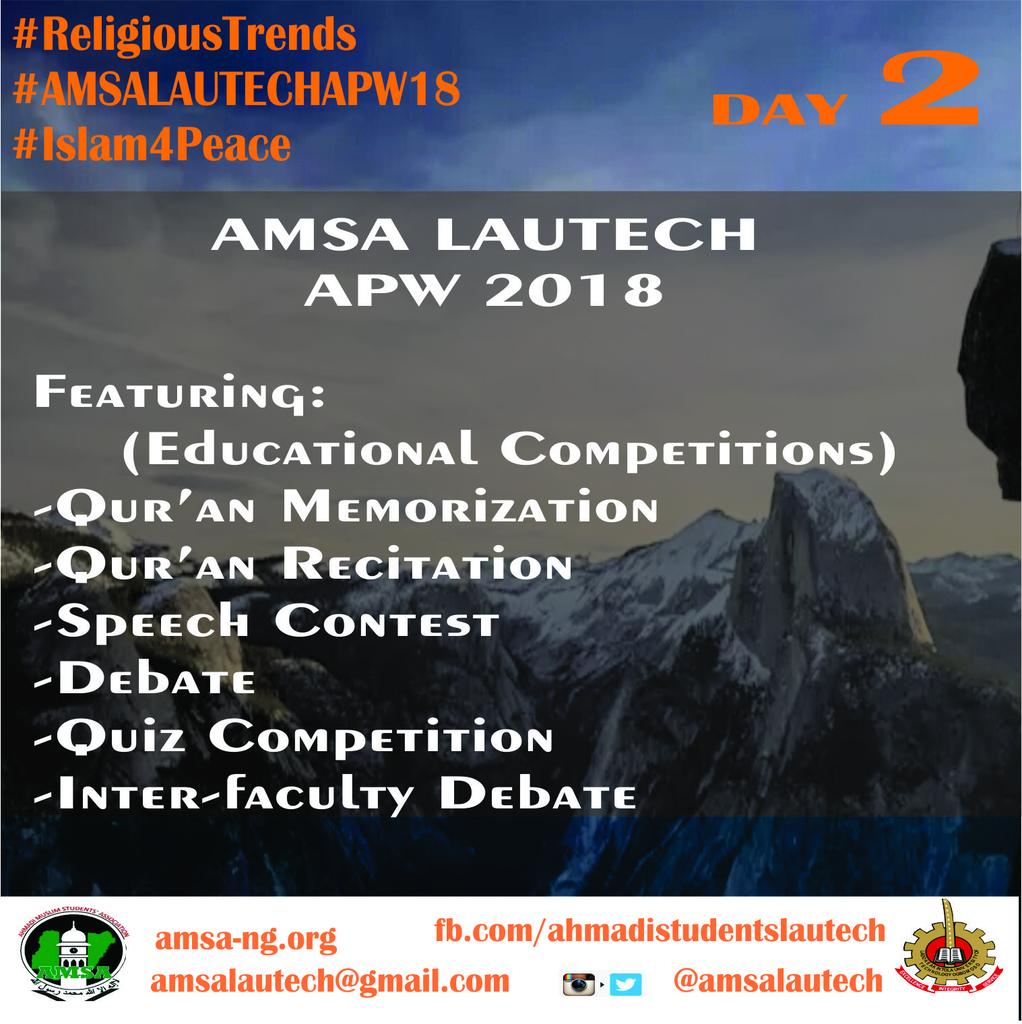AMSALAUTECH's tweet photo. Day Two.
Educational competitions.

Taking off right now.

#Islam4Peace
#ReligiousTrends
#AMSALAUTECHAPW18 https://t.co/kFxFvviGri