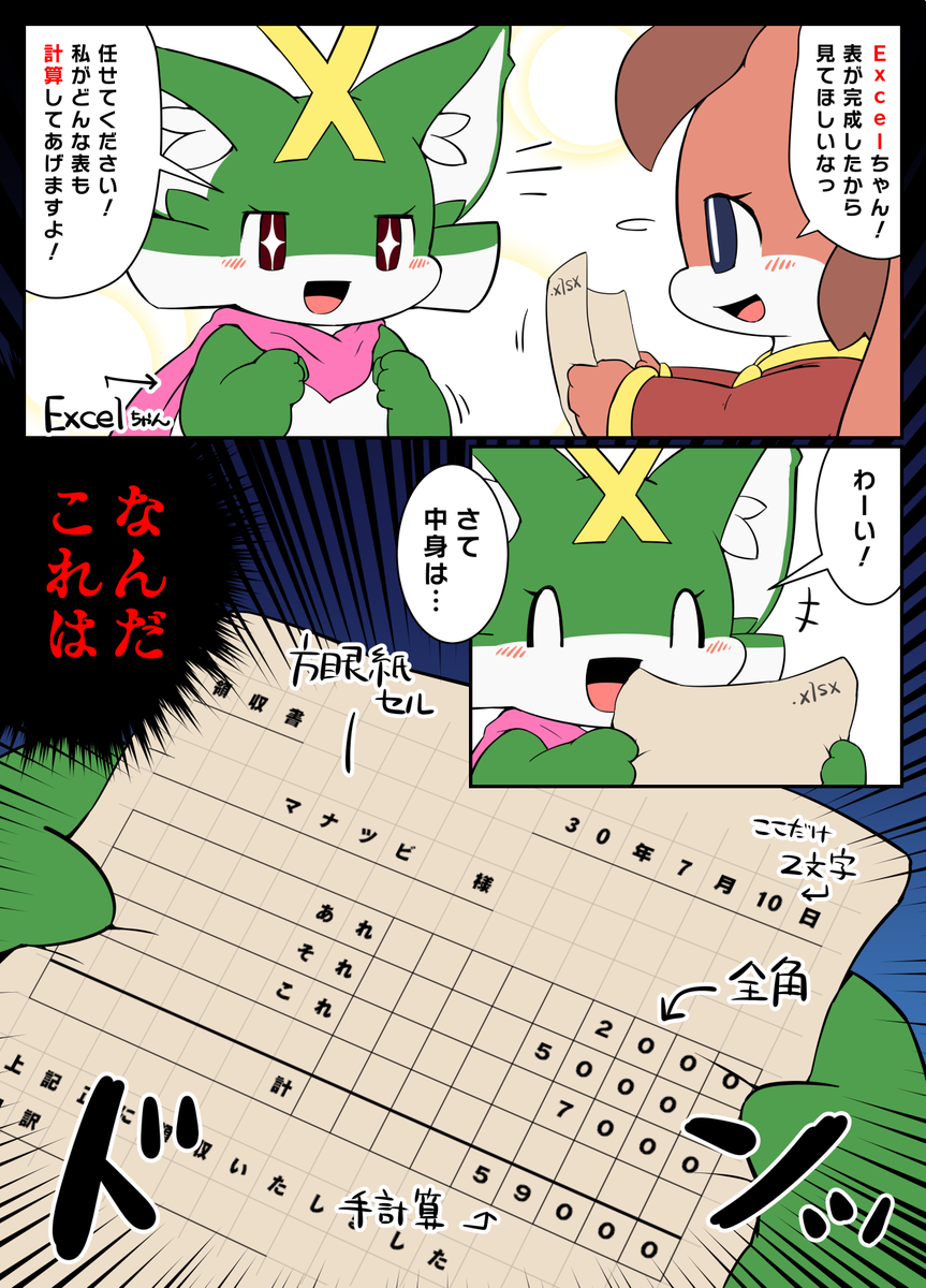 Excelちゃん vs Excel初心者の表 #擬竜戯画 