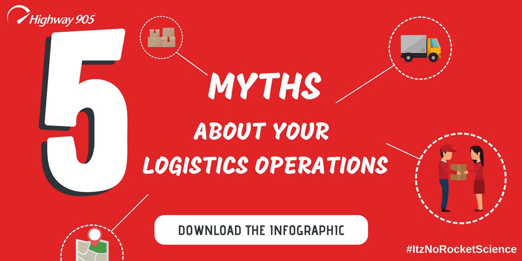 highway905's tweet photo. [Infographic] Don’t let any one of these myths slow your business operations in 2018. 
Read the latest guide: https://t.co/b1nr0U9Cwo  
Because solving your #logistics challenges #ItzNoRocketScience
#SupplyChain #SmartSCE https://t.co/TZ2Rtbjuze