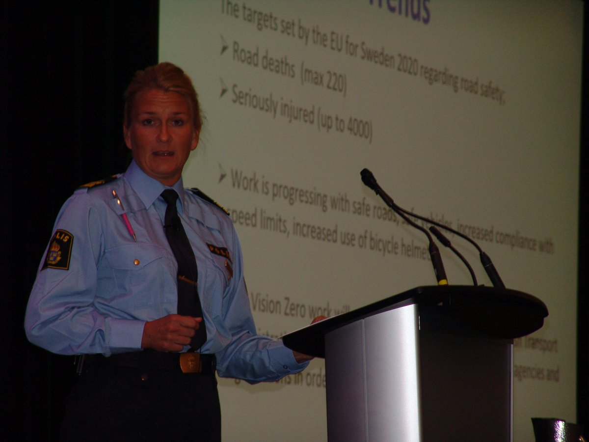 Keynote speaker Jenny Wester presents the Vision Zero strategy from the Swedish Police Authority at the 10th Annual International Conference on Urban Traffic Safety on July 9, 2018.