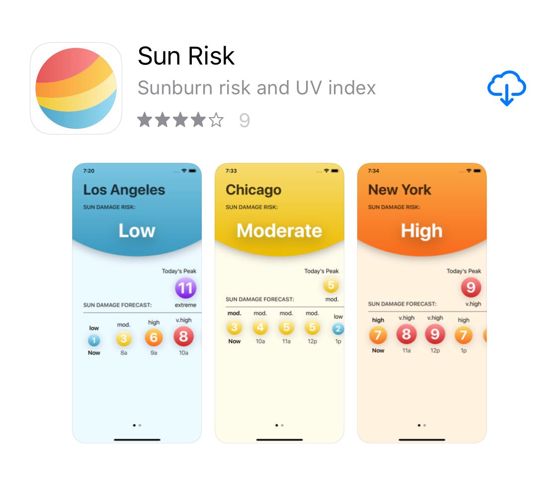 sunriskapp's tweet photo. New 3.0 update to Sun Risk is officially available on the @AppStore! Comes with a sweet new design! ☀️https://t.co/0eTah3CttC https://t.co/KysykcDvT2