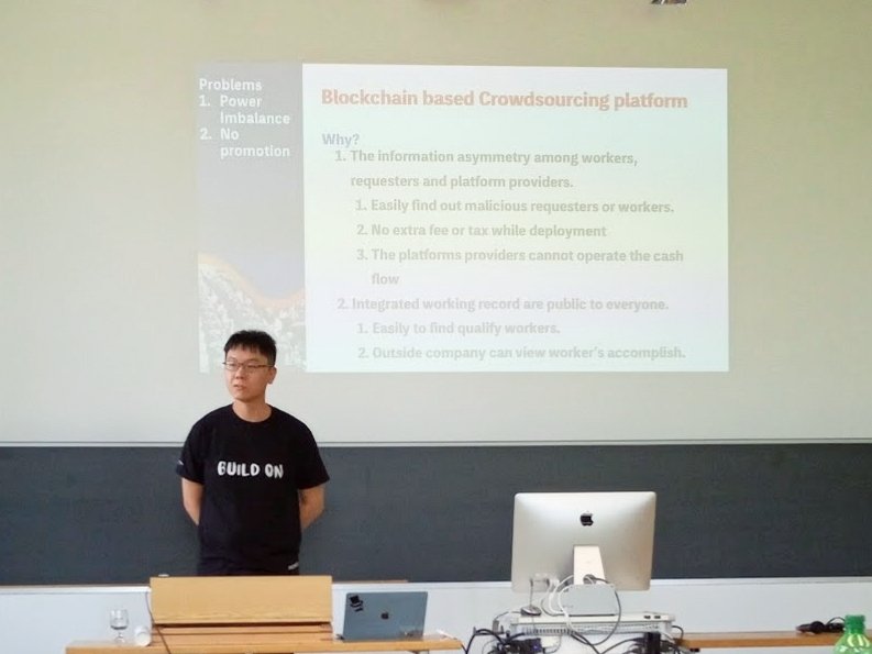 ChunWeiPatrick's tweet image. I presented at #HCOMP2018 doctoral consortium. I propose a blockchain based crowdsourcing platform to empower crowd workers and create a fair working environment.