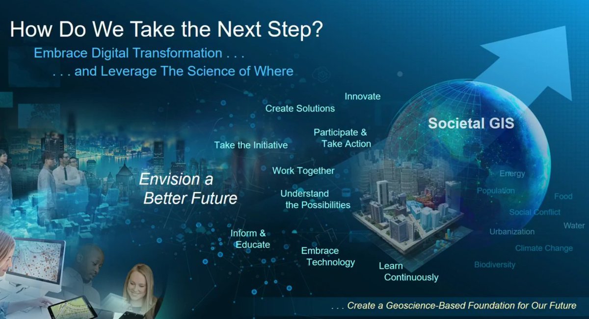 mapsdata's tweet photo. Just watched the @Esri #EsriUC Plenary Live Stream from San Diego. Jack Dangermond spoke about embracing #DigitalTransformation and leveraging #TheScienceOfWhere. Take the initiative, embrace the tech and drive it to create a 'Societal GIS' https://t.co/6pH237MWkr