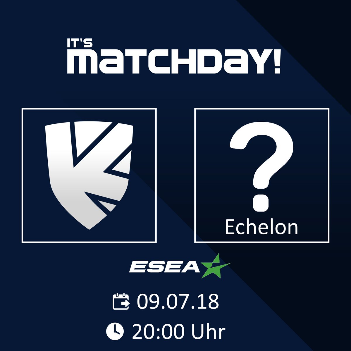 +++Matchday+++
Nach einigen Tagen Spielpause geht es heute weiter in der <a href="/ESEA/">ESEA League</a> Intermediate gegen das russische Team "Echelon".
@powyP50 als Standin für @blueberryawp.

🏆 <a href="/ESEA/">ESEA League</a> Intermediate
🗓️ 09.07.18
🕜 20:00 Uhr
📺 kein Cast 

#knowledgeispower 💪