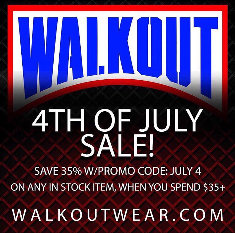 TODAY IS THE LAST DAY FOR THE 4TH OF JULY SALE!!! TAKE ADVANTAGE NOW WalkOutWear.com USE CODE (JULY 4) SAVE 35% OFF ORDERS OF $35+ #Sale #4thOfJulySale #WWE #WWEToys #WWEFigures #WWEActionFigures #WWEElite #WWEMattel #Mattel #MattelWWE #MattelElite #Elite #Toys #Figures